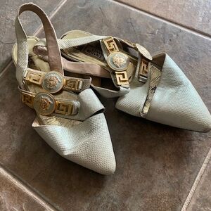 Versace Women’s Light Green Heeled Sandals